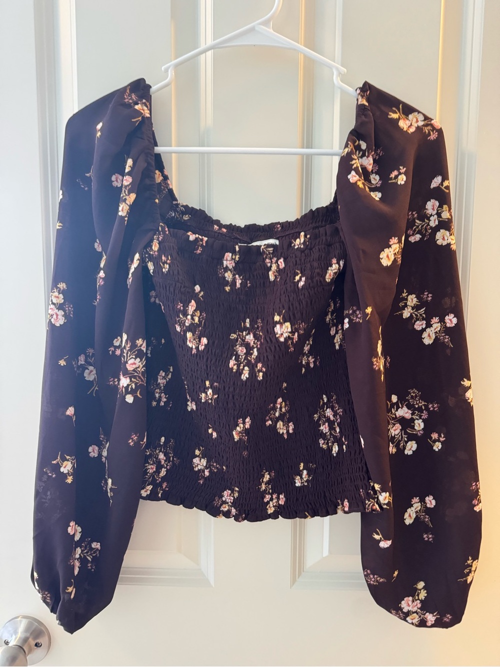 Abercrombie & Fitch Floral Smocked Off-Shoulder Top